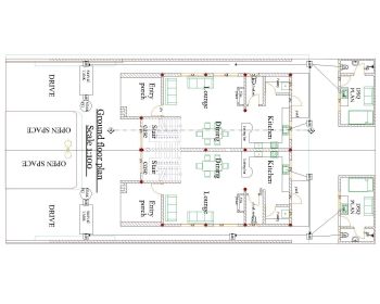 Descargue este plan de casa residencial de dimensión 49'x98 'disponible en Autocad versión 2017.
