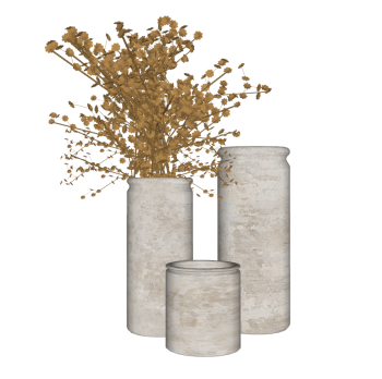 3 Vaso de cimento com flor dourada skp