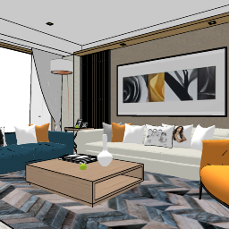 Appartamento soggiorno design con lampada da terra skp