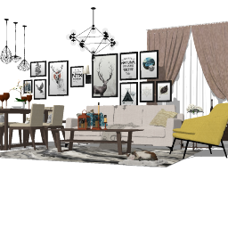 Living room and kitchen design skp