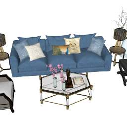 Living room design with navy sofa skp
