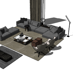 Diseño de sala de estar con sofá grande skp