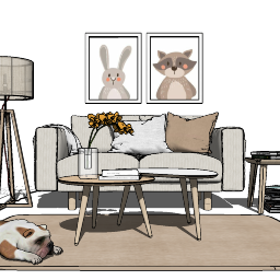 Design de sala de estar com estilo cartoon skp