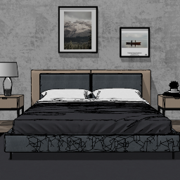Design de quarto com almofada escura skp