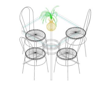 3D Moveable CAD Blocks of Pedestal Stool with Tables .dwg_5