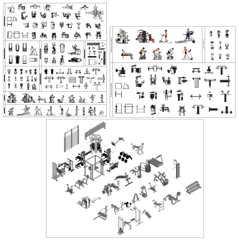 2D and 3D Gym Collections DWG blocks