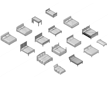 3D beds CAD collection DWG