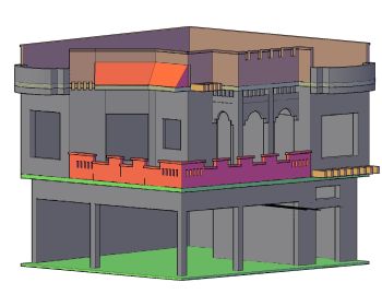 3 Dimensional Views of Multistoried Residence Building .dwg_4