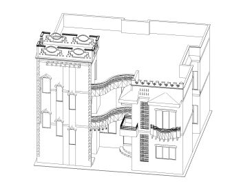 3 Dimensional Views of Multistoried Residence Building .dwg_5