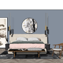 Schlafzimmer Design mit hängenden Bambuslichtern skp