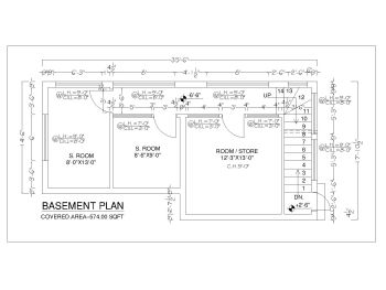 4BHK House Design with Car Porch Basement Plan .dwg