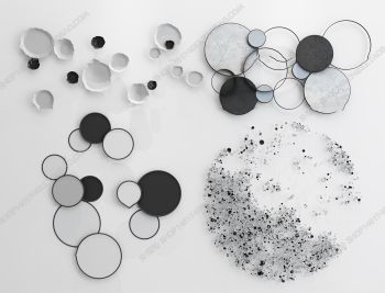 Wall decoration circle art black and white 3ds max