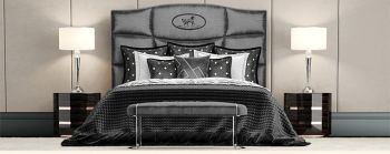 Double bed with gray Duvet