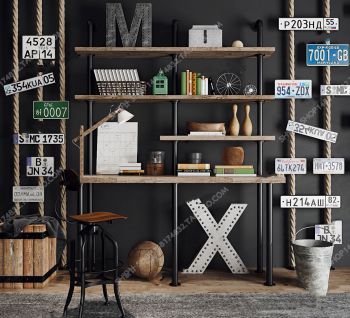 Shelves with license plates 3ds max
