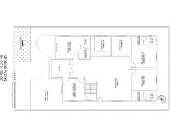 Descargue este plan de casa residencial de dimensión 54'x100 'disponible en Autocad versión 2017.