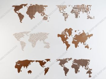Wall decoration brown world map 3ds max