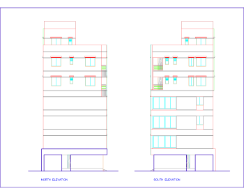7- STORIED COMMERCIAL CUM RESIDENTIAL BUILDING ELEVATION .dwg drawing