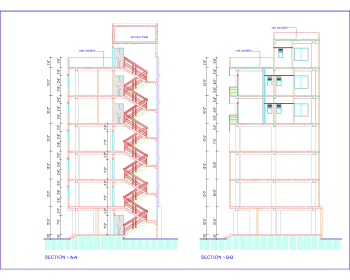 7- STORIED COMMERCIAL CUM RESIDENTIAL BUILDING SECTION .dwg drawing