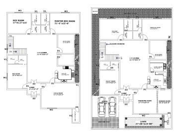 Descargue este plan de casa residencial de dimensión 60'x90 'disponible en Autocad versión 2017.