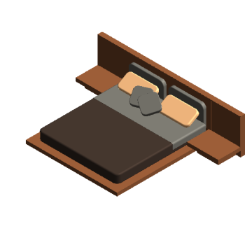 Brown leather bed revit family