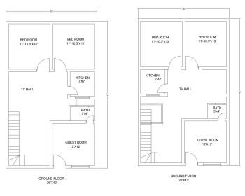 Laden Sie diesen Wohnhausplan der Größe 26'x42 'herunter, der in der Autocad-Version 2017 verfügbar ist.