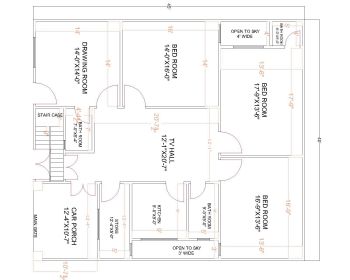 Descargue este plan de vivienda residencial de dimensión 40'x45 'disponible en Autocad versión 2017.