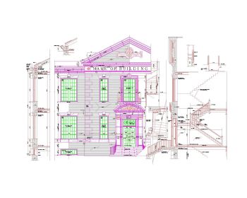 Architekturzeichnung mit schrägem Dach Design-4 .dwg