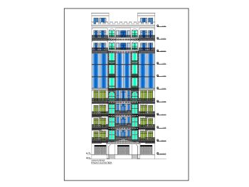 Asian Style 2D Elevations (Multistoried Building) International Standard .dwg-5