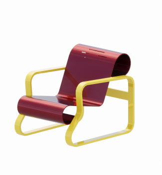 Red and yellow metal chair revit model
