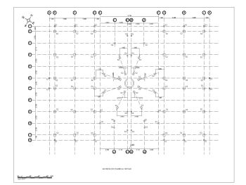 American Standard Multistoried Shopping Mall Design 2nd Floor Column Plan .dwg