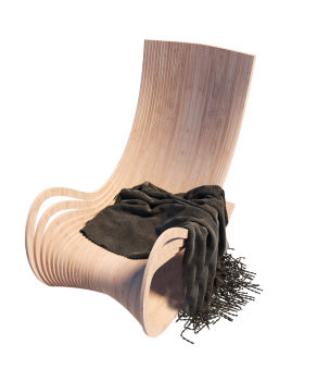 Деревянное кресло с одеялом revit
