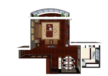 Apartment design with 1 living room, 1 dining room, 1 kitchen skp