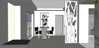 Apartment kitchen design with flower vase skp
