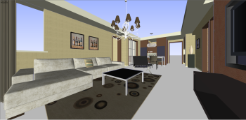 Apartment living room design with kitchen table skp