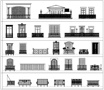 Dwg di raccolta di balconi CAD