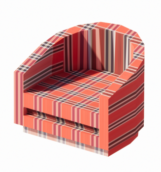 Red fabric armchair revit model