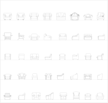 Armchairs elevations CAD collection dwg