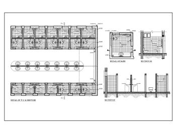 Asian Style Hostel Bathrooms Plan & Section .dwg