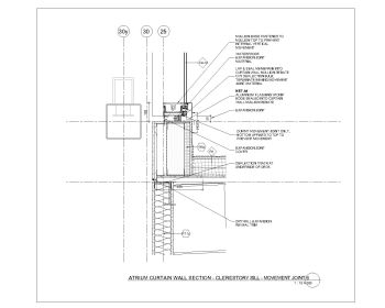 Atrium Curtain Wall Section Clerestory Sill movement Joint .dwg