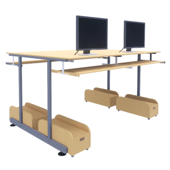 Computer desk with computer and key tray revit model