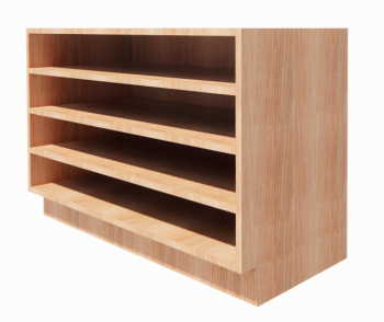 Wooden base cabinet 4_Shelf_Paper_Storage revit model