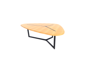 Wooden table with iron frame revit model