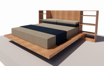 Wooden BED king size revit model