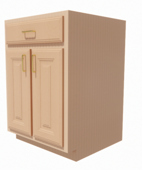 Wooden Base Cabinet 2_doors_1_drawer revit model