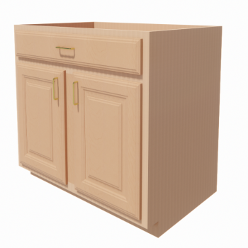 Wooden Base Cabinet 2_doors_1_drawer_1_deep_roll_out_tray revit model