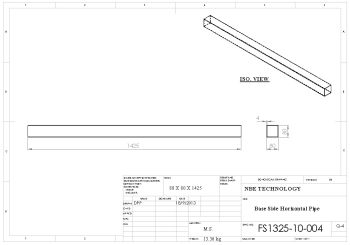 Base side horizontal pipe drawing for CNC Router Machine Solidworks model