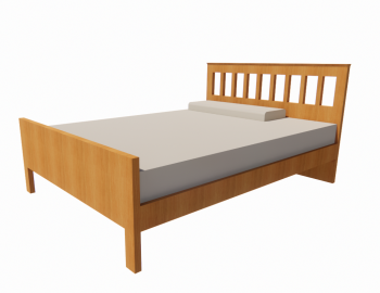 Bed  with back and white cushion and long pillow revit model