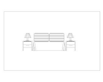 Bed Set with Side Lamps for Rooms .dwg_16