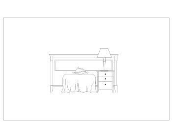 Bed Set with Side Lamps for Rooms .dwg_6