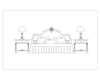 Bed Set with Side Lamps for Rooms .dwg_7
